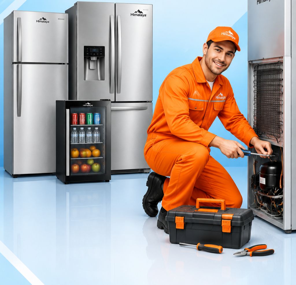 تعمیرکار در حال بررسی موتور و سیستم دیفراست یخچال هیمالیا در نسیم شهر